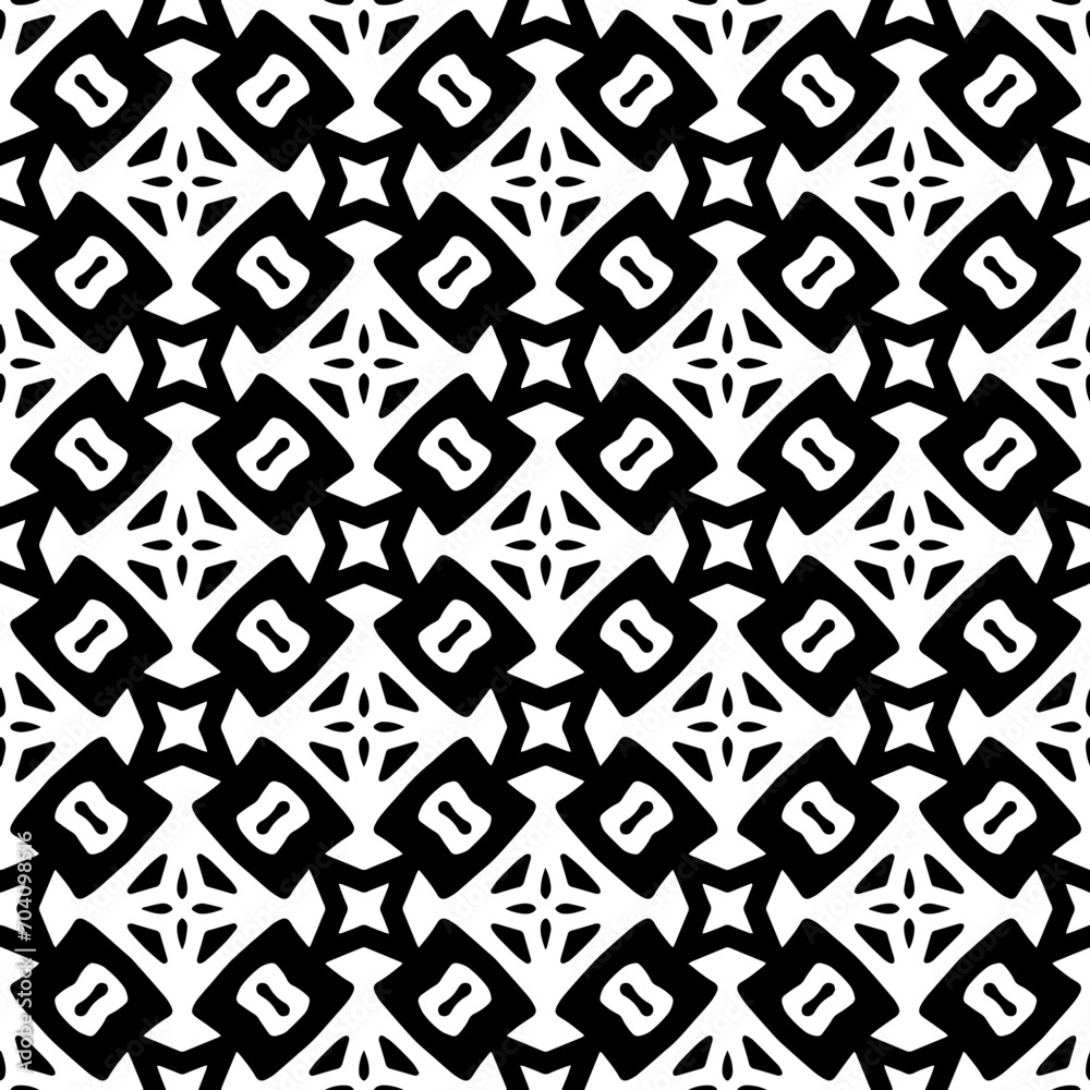 Monochrome pattern, Abstract texture for fabric print, card, table cloth, furniture, banner, cover, invitation, decoration, wrapping.seamless repeating pattern.Black and white color.