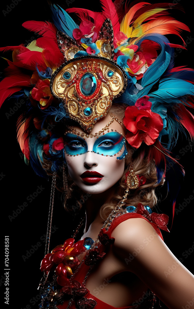 Naklejka premium beldade rosto promoção de carnaval, carnaval chamativo