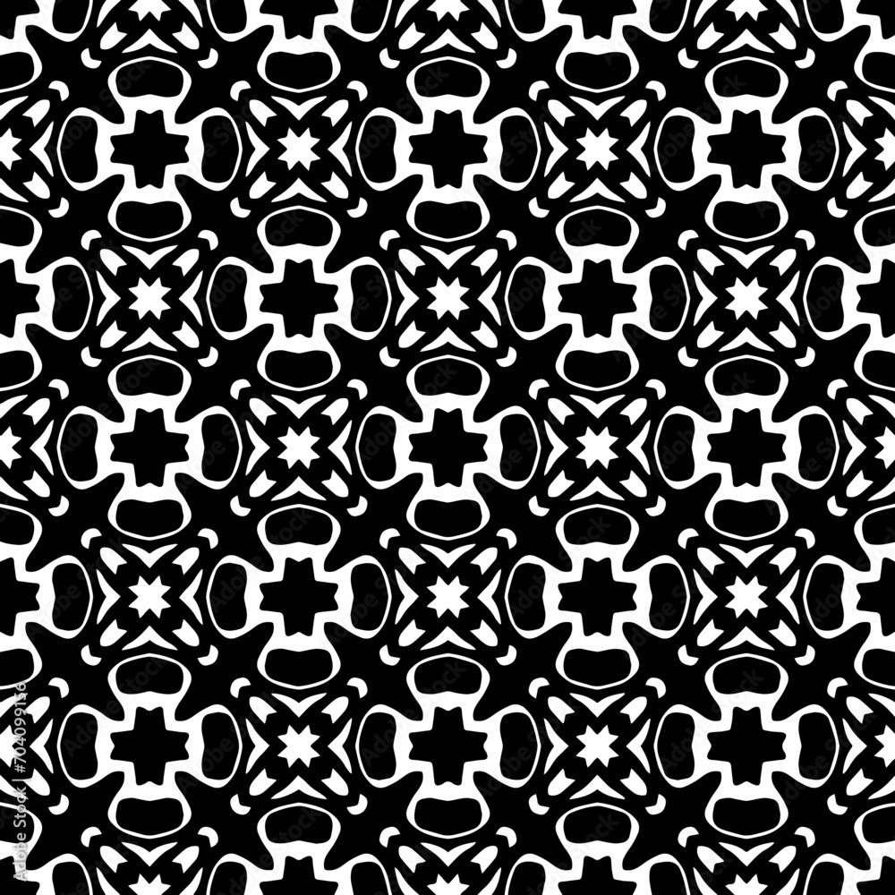 Monochrome pattern, Abstract texture for fabric print, card, table cloth, furniture, banner, cover, invitation, decoration, wrapping.seamless repeating pattern.Black and white color.