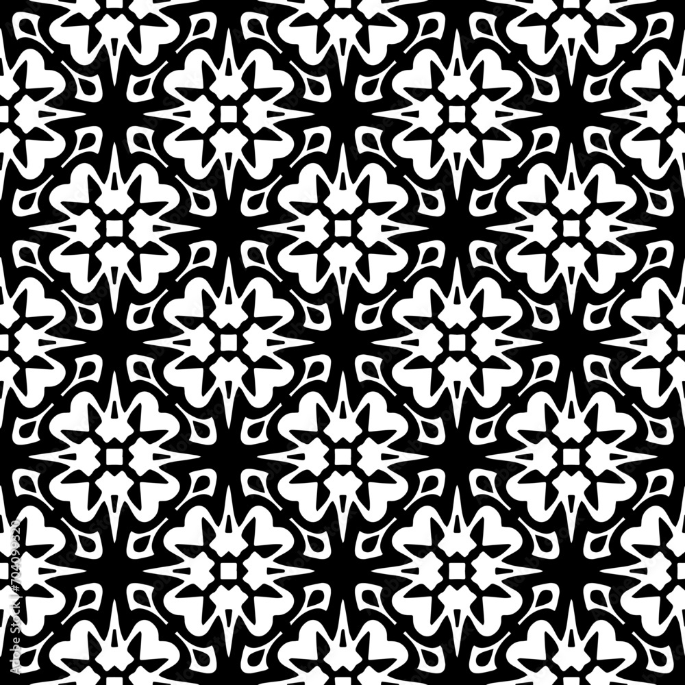 Monochrome pattern, Abstract texture for fabric print, card, table cloth, furniture, banner, cover, invitation, decoration, wrapping.seamless repeating pattern.Black and white color.