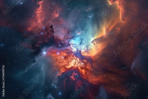 A breathtaking journey through the vibrant depths of the galactic nebula  where stars and constellations dance amidst the swirling colors of the universe