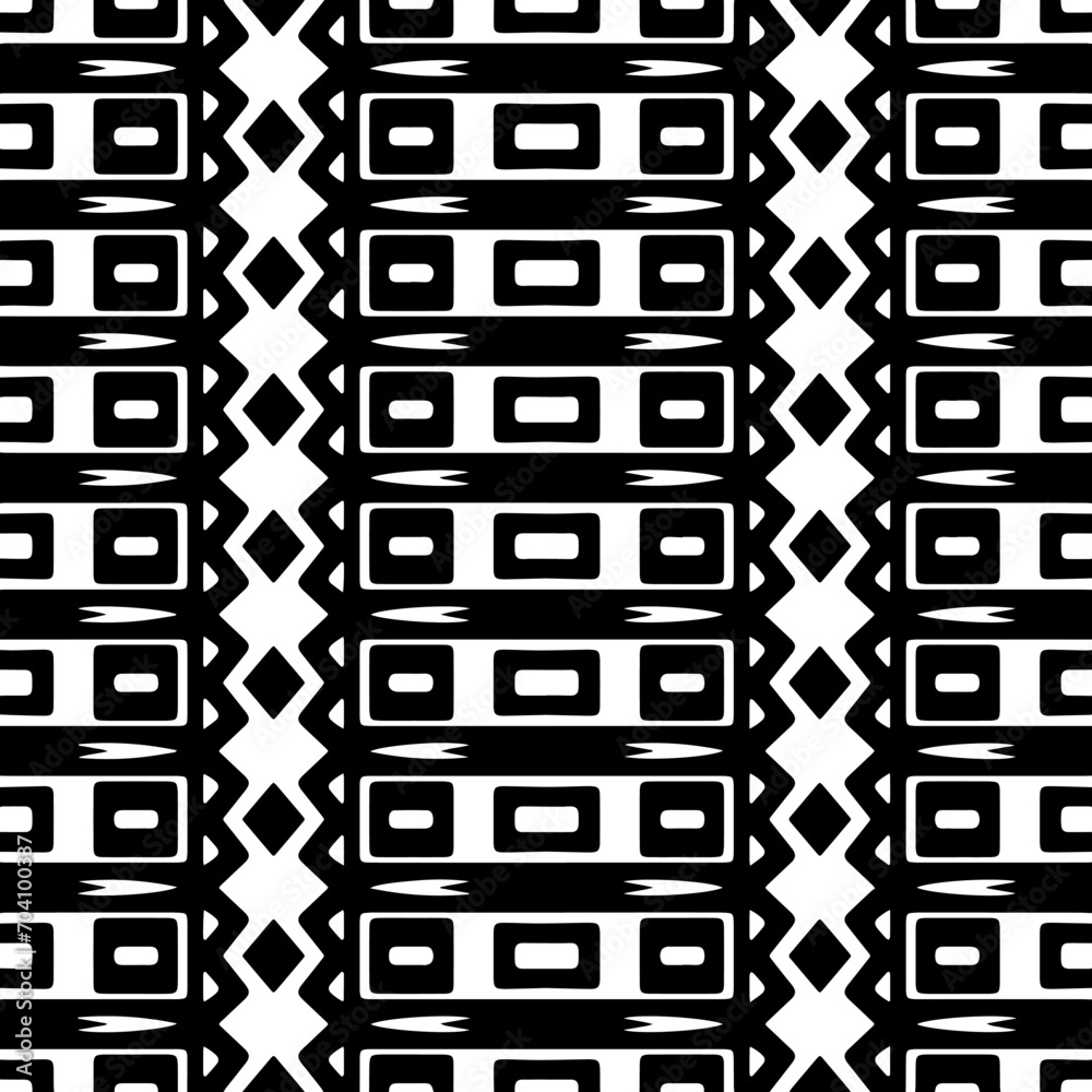 Monochrome pattern, Abstract texture for fabric print, card, table cloth, furniture, banner, cover, invitation, decoration, wrapping.seamless repeating pattern.Black and white color.