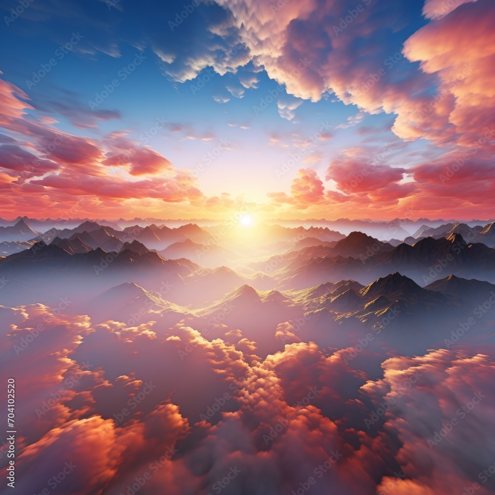 above the clouds sunset mountain landscape