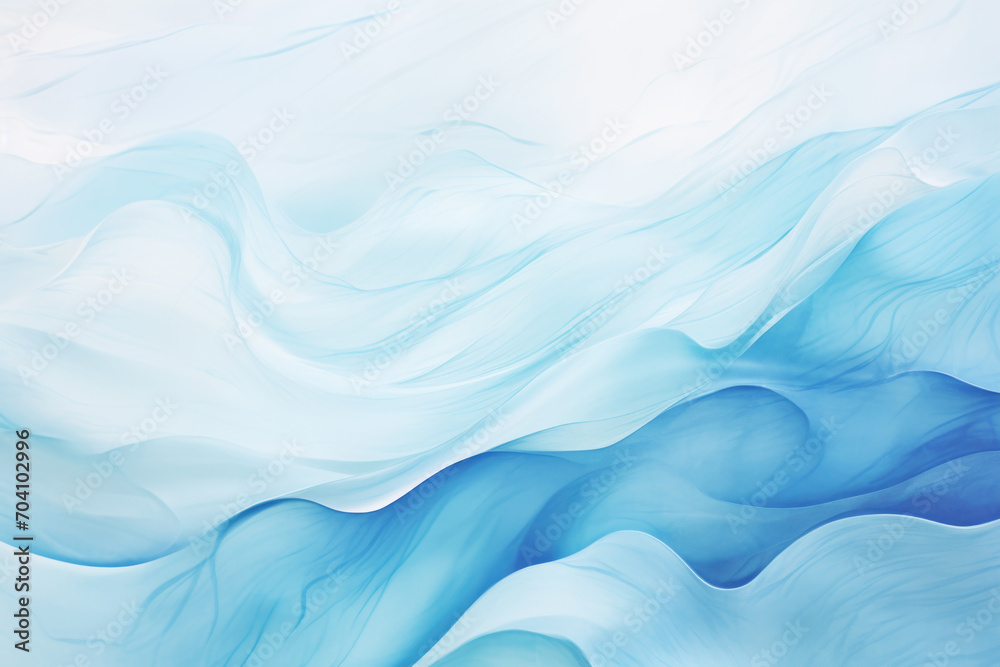 Abstract Blue and White Water Wave Watercolor Painting - obrazy, fototapety, plakaty 