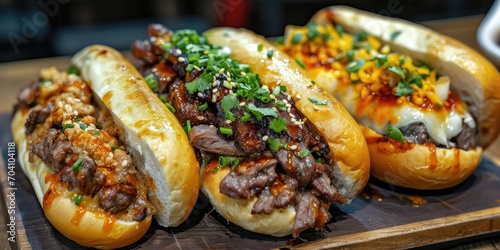 Rou Jia Mo Culinary Charm, A Visual Extravaganza of Meat Sandwich, Capturing the Savory Essence in Every Irresistible Bite - Street Food Vibes - Bold and Vibrant Lighting