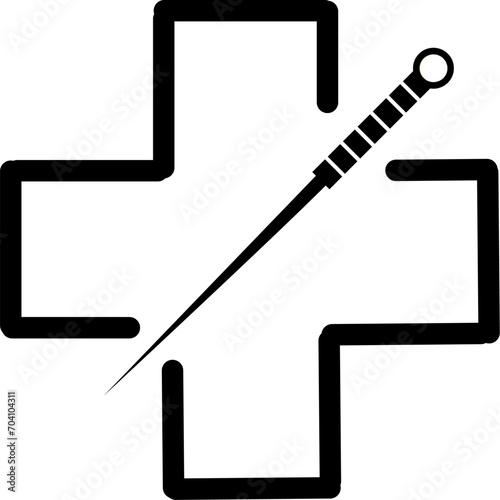 Medical Acupuncture needle therapy traditional chinese medicine logo vector icon illustration