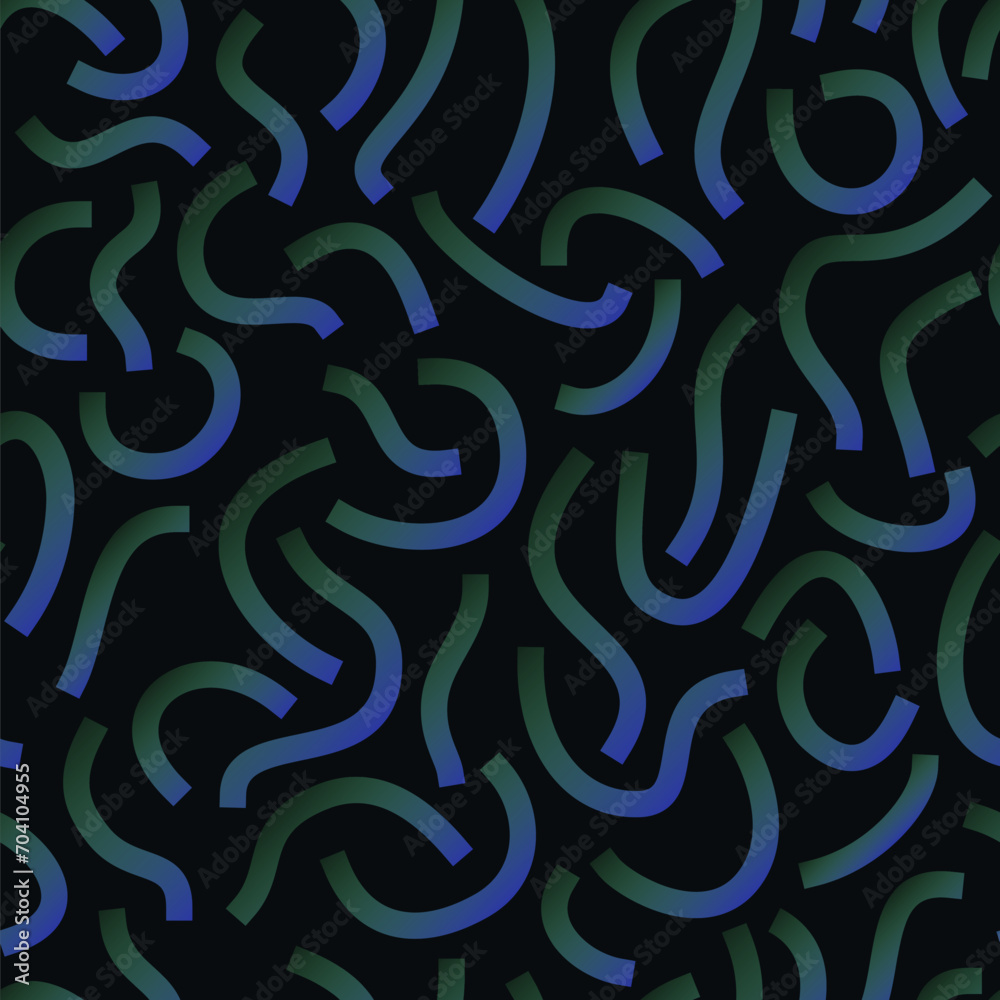 Blue and green gradient curved lines isolated on white background. Transparent Bold Squiggles.