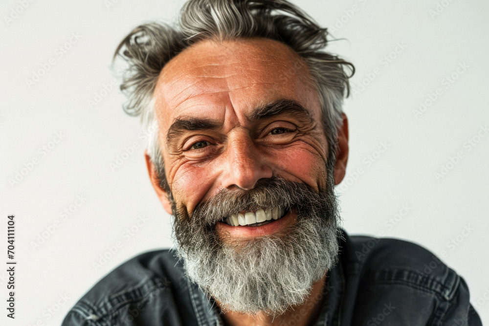 A closeup portrait of a mature man smiling with clean teeth. A closeup portrait of a mature man smiling with clean teeth.