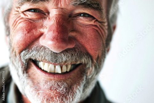 A closeup portrait of a mature man smiling