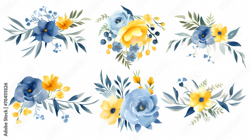 Floral frame with watercolor flowers, decorative flower background pattern, watercolor floral border background