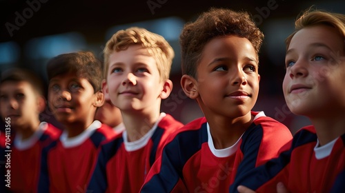 Team of young boys football players