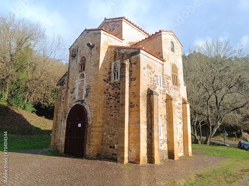 church of San Miguel de Lillo in Oviedo during winter photo
