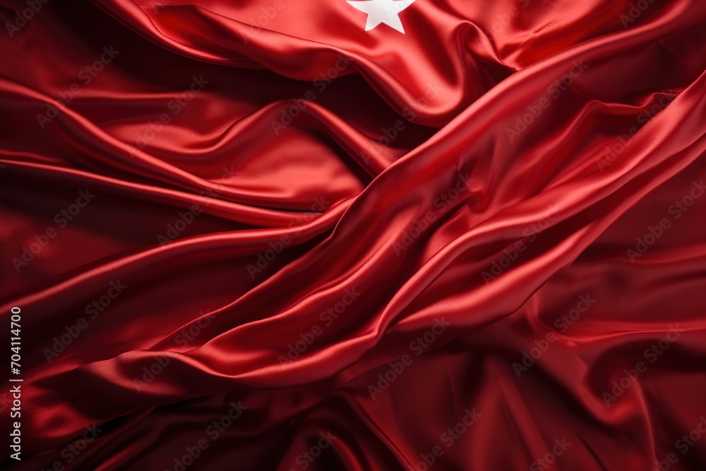 Red silk fabric with a white star in the upper right corner Red silk fabric with a white star in the upper right corner