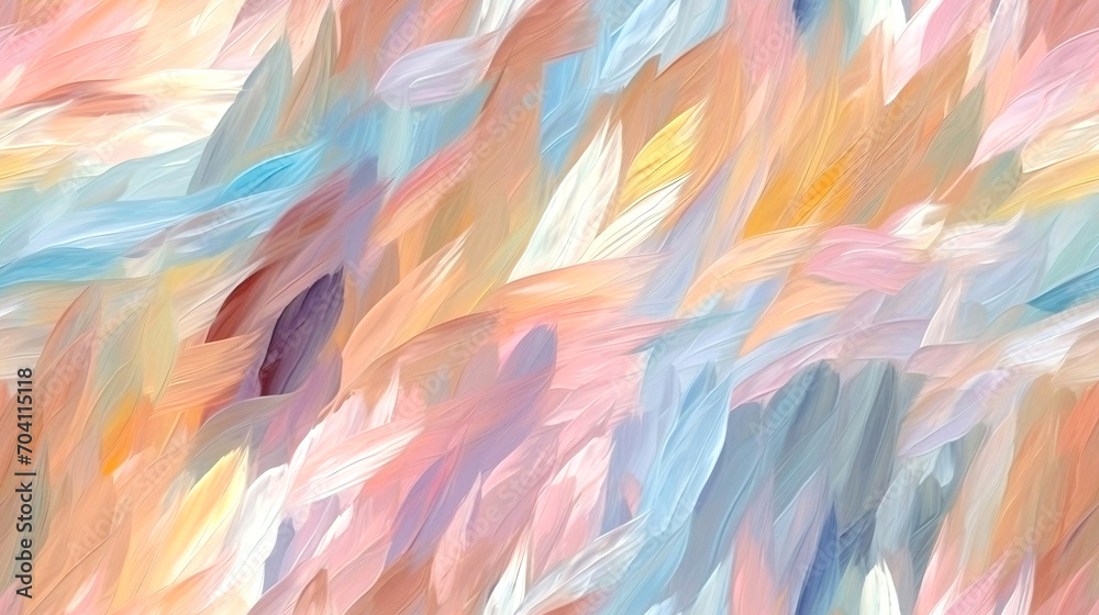 Close up of oil painting texture with brush strokes and palette knife strokes in pink and blue pastel colors, ai generated - obrazy, fototapety, plakaty 