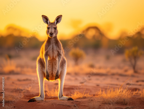 Kangaroo in the wild in the afternoon