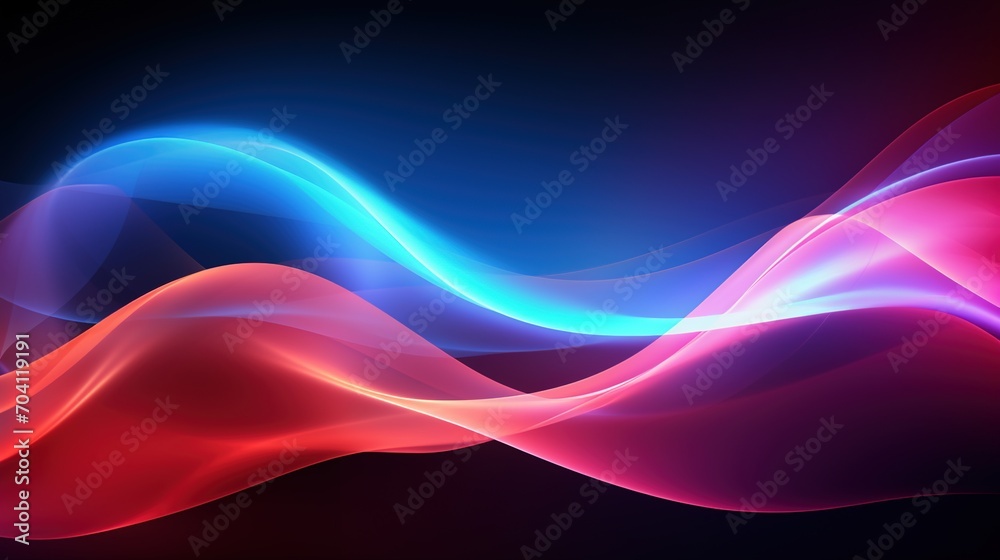 Fototapeta premium Wavy Multicolor Light Trails on Dark Background