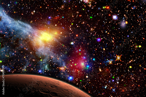 Mars and stars. The elements of this image furnished by NASA.