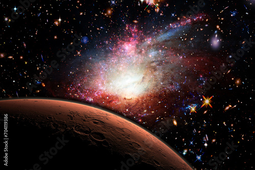 Mars and stars. The elements of this image furnished by NASA.