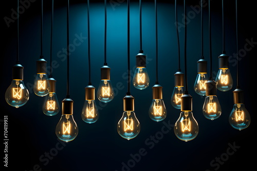 glowing bulbs in a row