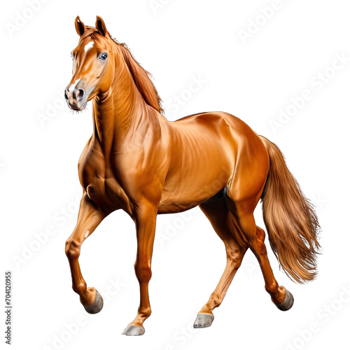Majestic Chestnut Horse with Shiny Coat Isolated on Transparent Background