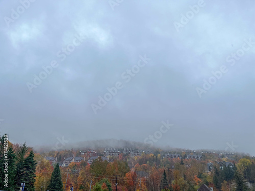 Foggy mountains in fall