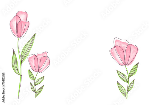 Wallpaper Mural horizontal Background mockup. soft delicate flowers in pastel summer, spring colors. Banner with copy space for greeting card. pink color botanical frame in watercolor style on transparent background Torontodigital.ca