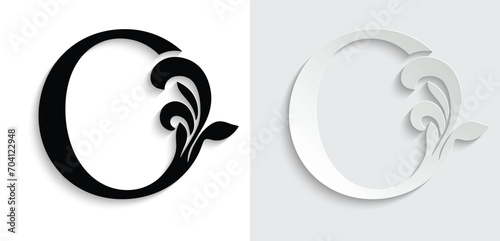 letter O. flower letters. Vintage ornament initial Alphabet. Logo vector	
