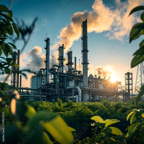 factory without carbon dioxide emissions, Reduce CO2 emission concept photo