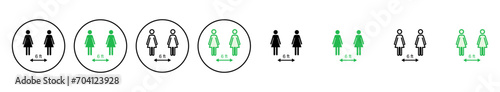 Social distancing icon set. social distance icon. self quarantine sign