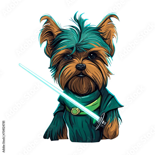 yorkshire terrier with sword photo