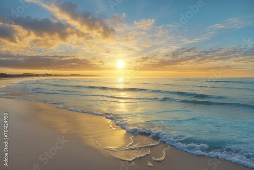 Tranquil beach at sunrise