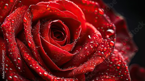 close up of a red rose  Bioluminescence  black background 