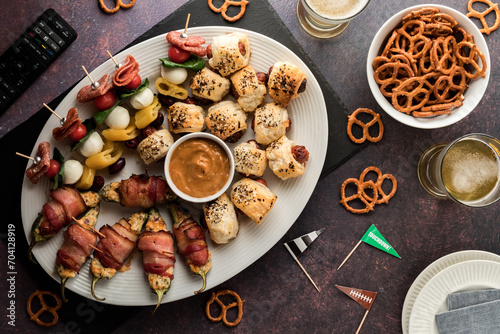 A platter of appetizers ready for sharing at a Super bowl celebration. photo
