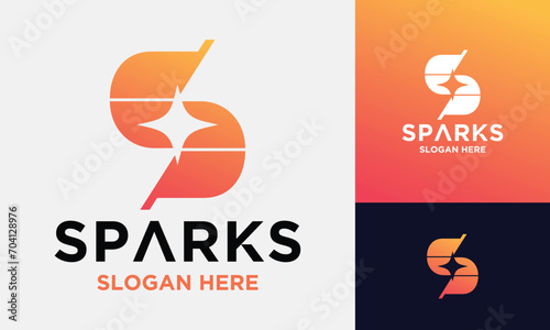 flare light spark logo letter s vector illustration