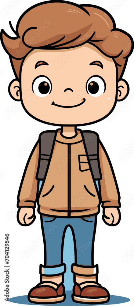 Vector Portrait of a Radiant Boy Dynamic Movement Boy Vector Art