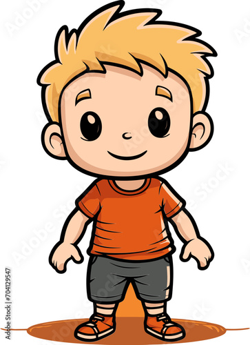 Energetic Boy in Vector Design Vector Illustration of a Curious Boy