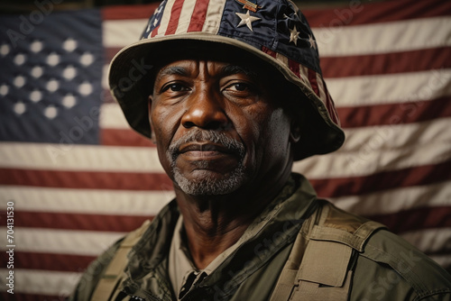 portrait of a black veteran solder  photo