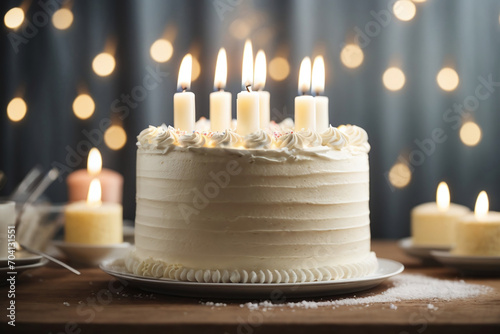 birthday cake with candle white background