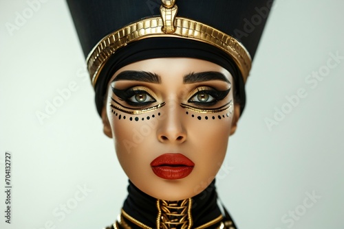 Elegant Portrait of a Woman in Egyptian Queen Costume. Generative ai