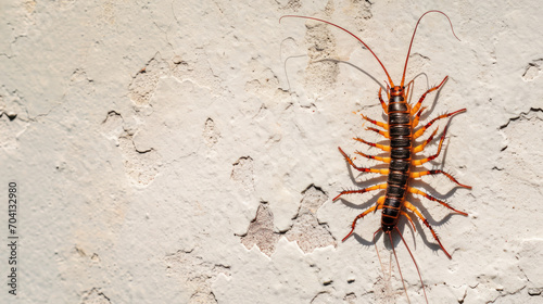 House centipede crawling on a wall © MelissaMN