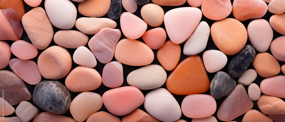 Abstract background with round polished stones, peach fuzz color Abstract background with round polished stones, peach fuzz color