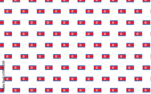 Illustration of North Koreaflag pattern on a white background. New year country flags seamless pattern decoration. Creative minimalist art style background