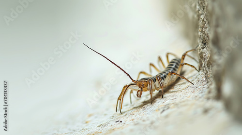 House centipede crawling on a wall