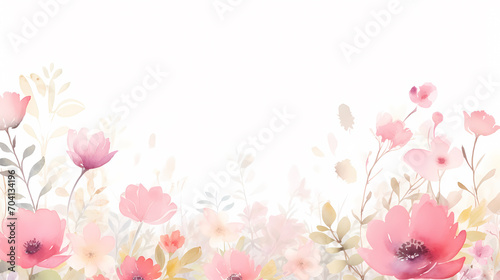 Floral frame with watercolor flowers  decorative flower background pattern  watercolor floral border background