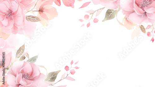 Floral frame with watercolor flowers, decorative flower background pattern, watercolor floral border background