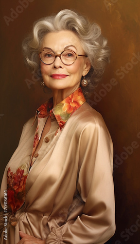 Obraz na płótnie Elegant adult woman. Well-groomed, happy aged woman w salonie