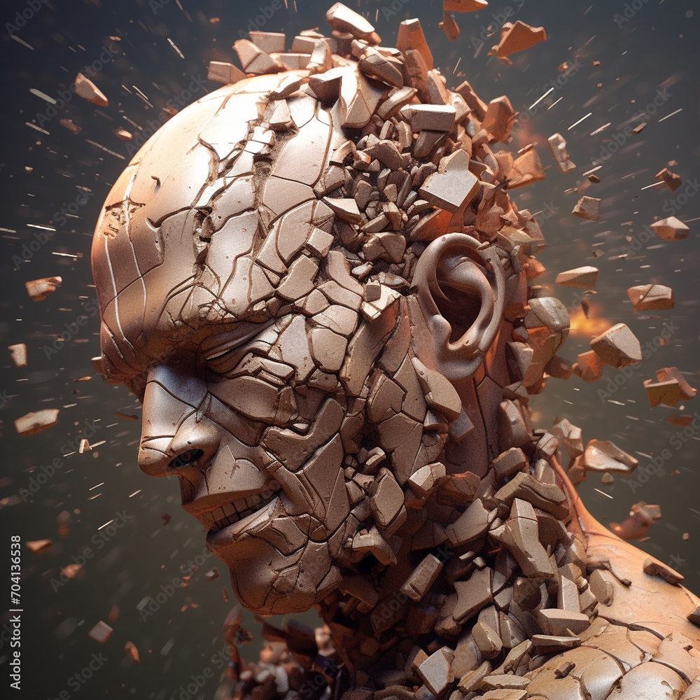 The man's head was destroyed by shrapnel. Stress, work pressure, stroke, migraine and problems in family and personal life.
