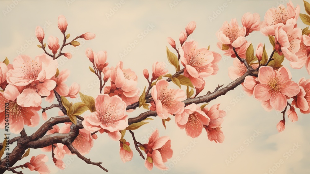 vintage peach cherry blossoms