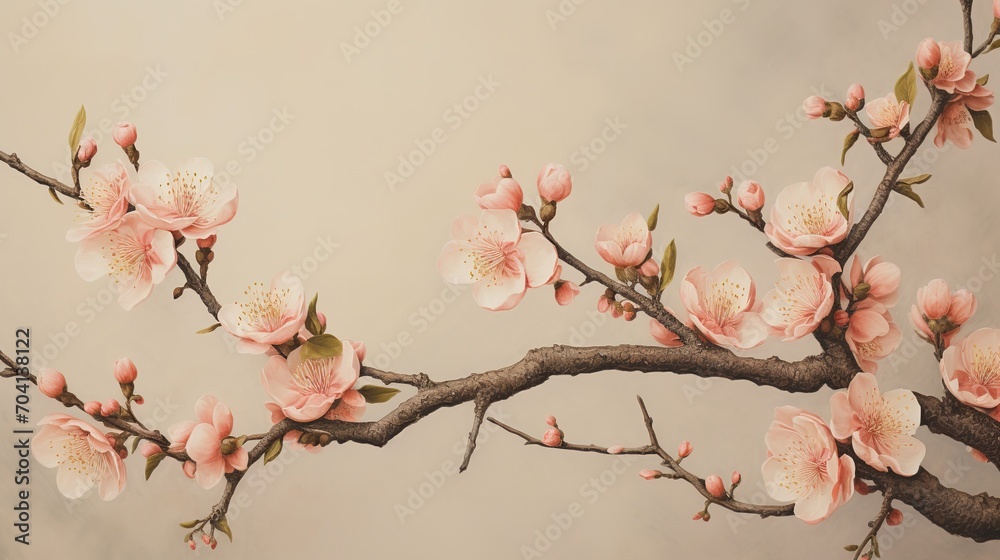 vintage peach cherry blossoms