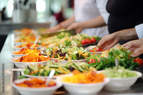 Salad bar with fresh vegetables